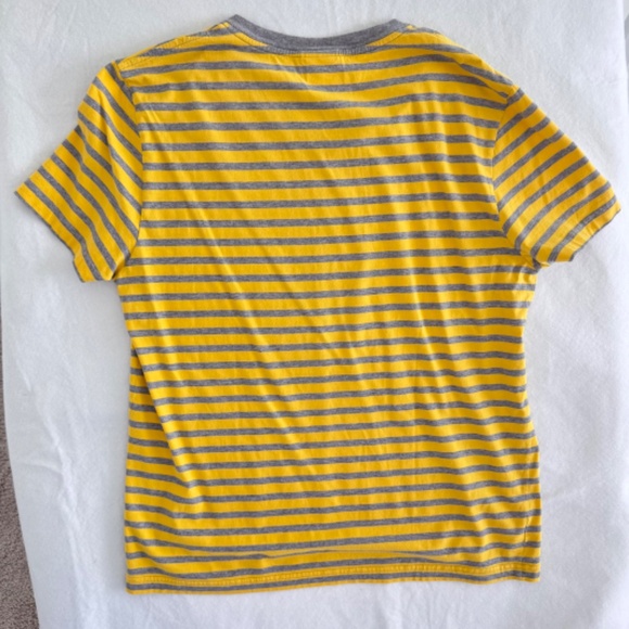 Lacoste Men's V Neck Stripe S/S T-Shirt Yellow Gray Medium - Picture 4 of 6